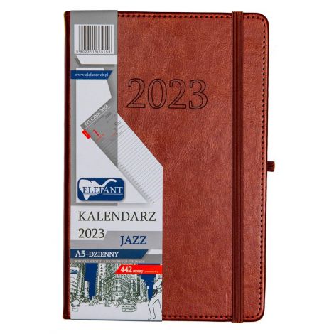 2024 Kalendarz Elefant Jazz A5 dzienny, Brązowy